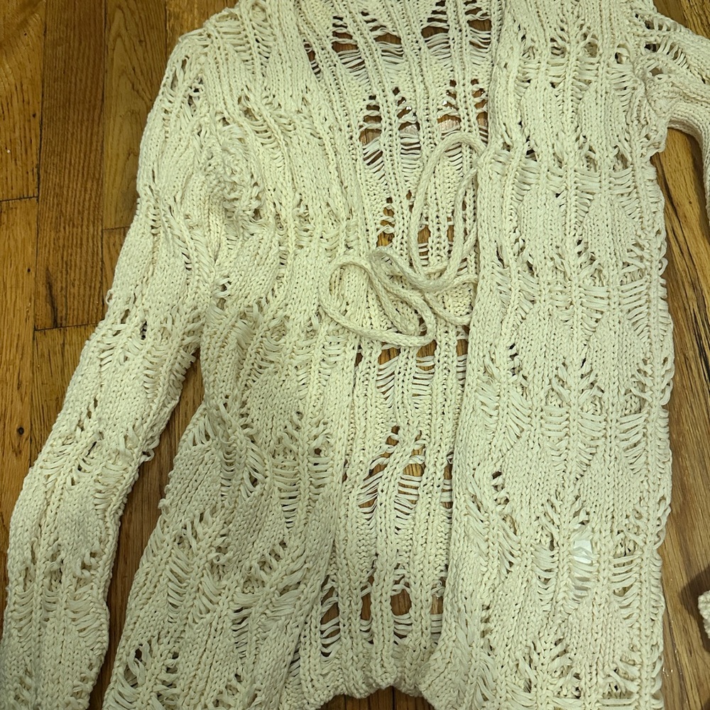Moon River Cream Open-Knit Cardigan